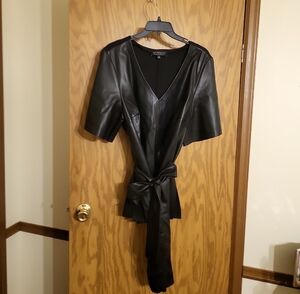 Leith Black Faux Leather Wrap Jacket